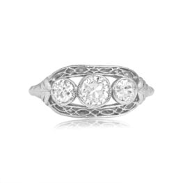 Top View Three Stone Diamond Set In Bezel Setting Warburton Ring 15667