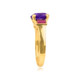Top Side View 1.89ct Cushion-Cut Amethyst Flanked by Rubies 15680