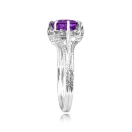 Top Side View Amethyst and Platinum Cocktail Ring 15682