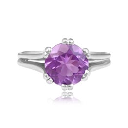 1.92 carat round cut amethyst center stone ring Shorey ring 15685