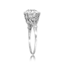 3.08ct Art Deco Diamond with intricate swirl detailing Rockland Ring 15689