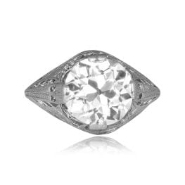 3.08 carat certified GIA art deco ring with filigree design Wanette Ring 15689