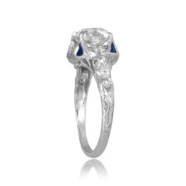Art Deco 2.01ct GIA Diamond and Sapphire Glade Ring, Circa 1925 15692