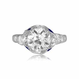 2.01 gia certified old european cut diamond with diamond and sapphire details Glade Ring 15692
