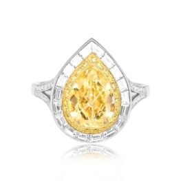 Top View 2.75ct Natural Fancy Yellow Diamond Engagement Ring 15705
