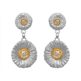 fancy brown diamond silver and 14 karat yellow gold Diamond Buccellati Blossom Earrings 15714
