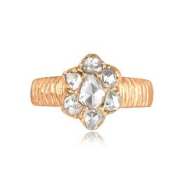 Georgian 14k rose cut diamond cluster ring Fayston ring 15720