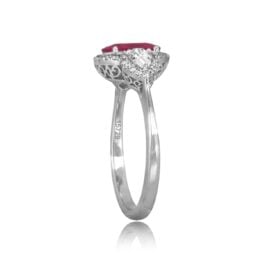 1.09 carat center ruby stone with diamond accents and halo Keota Ring 15729