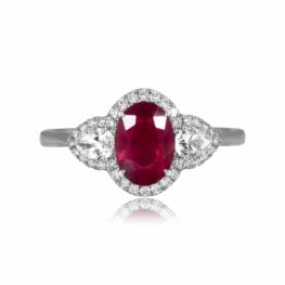 1.09 center ruby stone with diamond halo around center and accent stones Keota Ring 15729