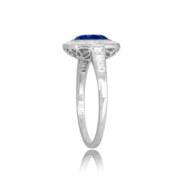 1.55ct Sapphire Cushion Cut with Diamond Halo and diamonds on shoulder Belgrade Ring 15737