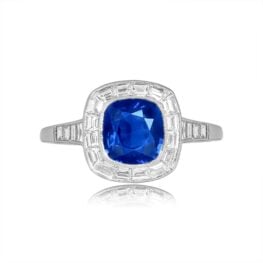 Cushion cut saphire stone with baguette halo ring Unity ring 15737