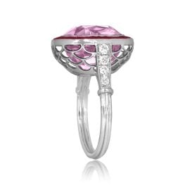 9.93 carat center Kunzite with french cut Ruby Halo Mercer Ring 15759
