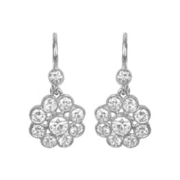 diamond cluster floral earrings with gold backs Irvine Earrings 15764