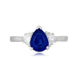 1.50 carat pear shaped sapphire with moon diamond accents Perry ring 15766