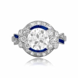 1.44 carat round diamond with diamond accents and sapphire details Bloomsburg Ring 15790