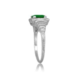 Art Deco Square Emerald and Diamond halo Alkali Ring, Circa 1920 15791