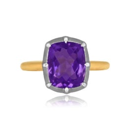 3.49 carat amethyst center stone on blackened platinum mounting Minden Ring 15819