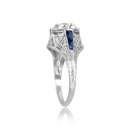 antique Art Deco GIA 2.16ct Diamond and Sapphire Chrysler Ring, Circa 1925 15836