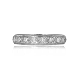 platinum band with pave-set diamonds in eternity style Calora Band 15854