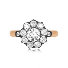 Diamond Cluster Silver on 18k Yellow Gold Forest Ring 15869