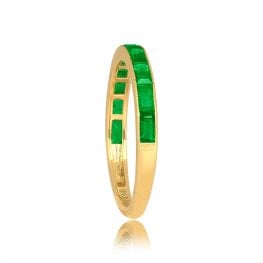 Baguette Cut Emerald band in half eternity design Barden Green Band 2.5mm 15874