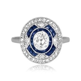 oval cut diamond with sapphire and diamond halo design Briscoe Ring 15976