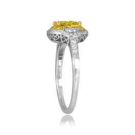 Yellow Diamond and white diamond Double Halo ring Wicomico Ring 15897
