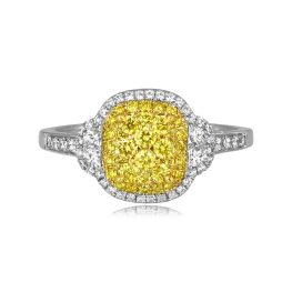 platinum ring yellow diamonds with double halo and accenting diamonds Wicomico Ring 15897