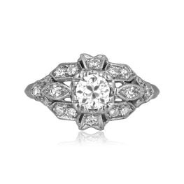 center 0.50 carat old european cut diamond with geometric design Poston Ring 15939