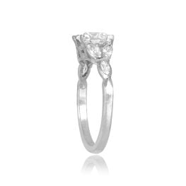 Vintage 1.01 carat center Diamond with leaf motif design Currie Ring, Circa 1950 15945