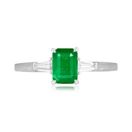 0.99 carat emerald cut emerald platinum diamond accent Mileto Ring 16157 TV