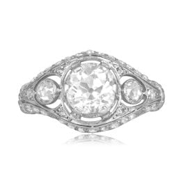 Edwardian era 1.83ct old European cut diamond platinum Carbert Ring 16214 TV