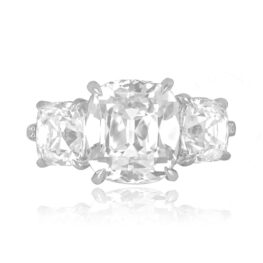Marbury 3.53ct Antique Cushion Cut Diamond Ring Three Stone TV HER604
