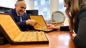 Afshin in Showroom in NYC 5th Ave With Antique Jewelry and Rings