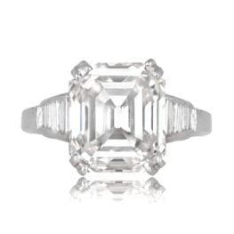 5.05 Carat Emerald Cut Diamond Ring Sanremo Ring Top View