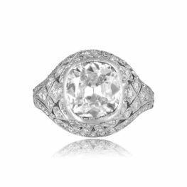3.08ct cushion cut center diamond in bezel setting Clearfield Ring DAKA1