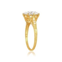 4.01 carat GIA certified Diamond Yellow Gold Basco Ring Dis2017 Top Side View