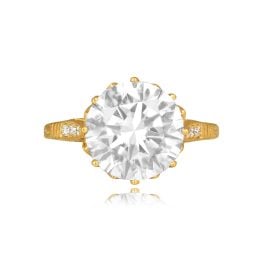 4.01 carat center GIA Diamond Yellow Gold crown mounting Basco Ring DiS2017-TV