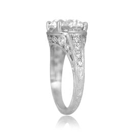 GIA certified center 4.01ct Diamond Engraved Platinum Cyrene Ring DiS2413-TSV