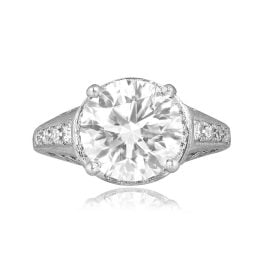 GIA 4.01 carat center Diamond Engraved Platinum Cyrene Ring DiS2413-TV