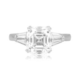 3.02ct asscher cut diamond platinum accent Toiano Ring DS5201