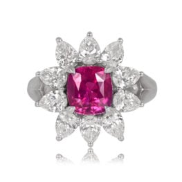 Cushion Cut Ruby and Pear Shape Diamond Ring - DYL18_TV