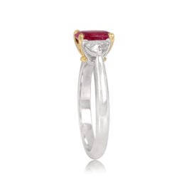 Handcrafted Platinum 18K Yellow Gold 1.36ct Burma Ruby Ring TSV
