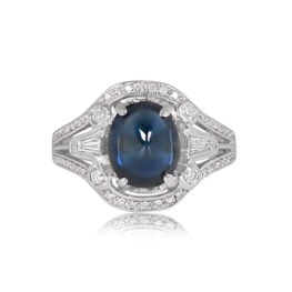 Cabochon Sapphire and Diamond Engagement Ring - Laguna Ring