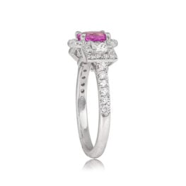 Diamond and Pink Sapphire Engagement Ring - Valencia Ring