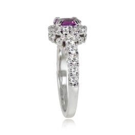 Pink Sapphire and Diamond Halo Ring - Winthrop Ring DYL52 TSV