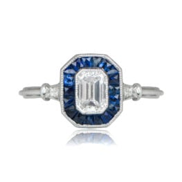 Front View of Pacific Ring 0.50ct Emerald Cut Diamond Ring