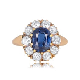 Rare Victorian era sapphire ring Filey Ring Top View GS522