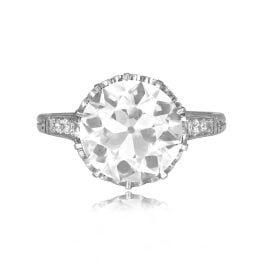 4.03 carat center old european cut diamond with detailed mounting Hammonton Ring HER039