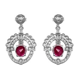 Cartier Art Deco Burma Ruby and Diamond Earrings, Circa 1920 HER1147 BV